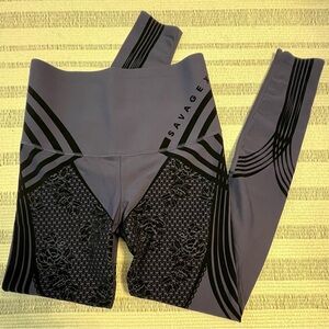 Savage X Fenty Purple and Black Leggings. Size Large.